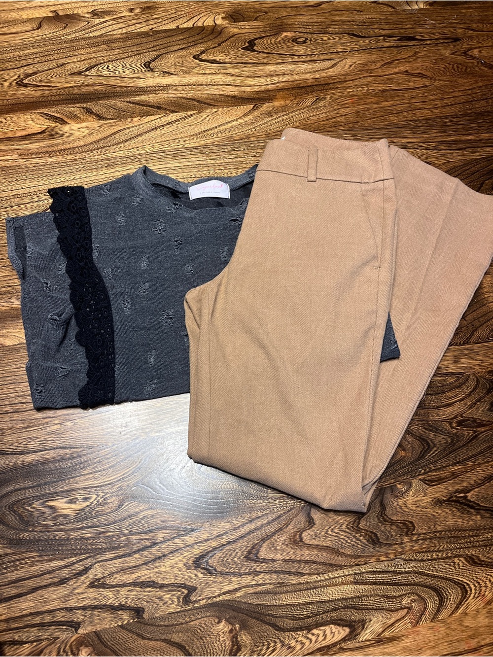 Women’s Fall Business Casual Outfit Loft wide leg trousers & blouse 28x29 00p